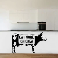 creative wall stickers cow eat more chicken vinyl self adhesive wall decal modern home decoration kitchen dining room z171