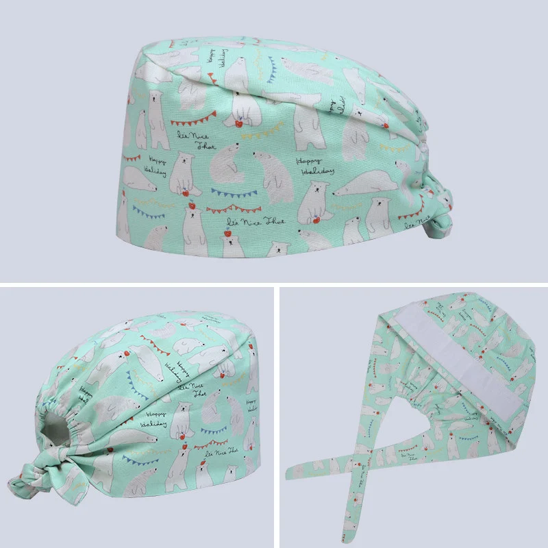 Шапка с узором белого медведя скрабы повязкой на голову для мужчин женщин 100%