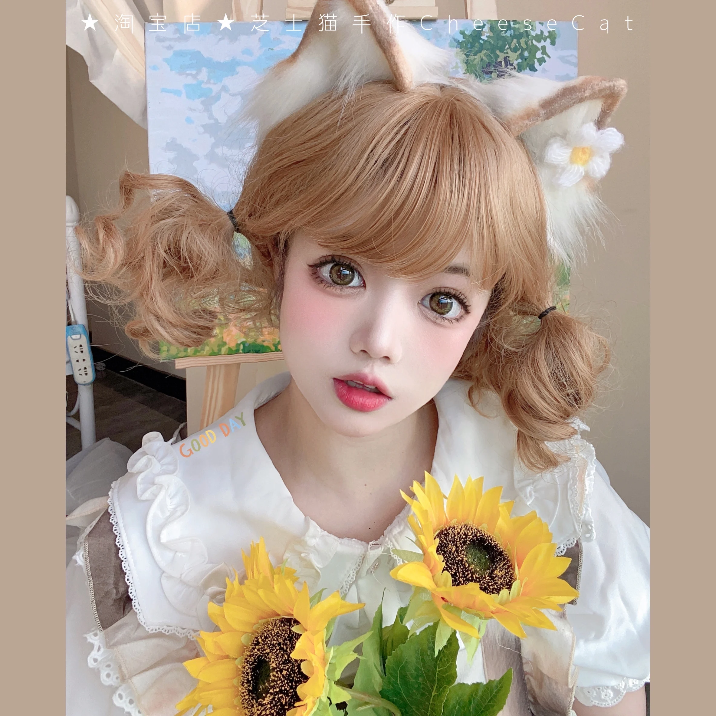 

Милая плюшевая повязка на голову с кошачьими ушками в стиле аниме Лолита аксессуары имитация KC Хэллоуин для вечерние НКИ фотографирования ...