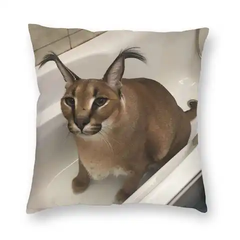 Наволочка для подушки с милым мемом Floppa 40x40, домашний декор, 3D принт, забавный Каракал, кошка, наволочка для подушки для гостиной, двустороння...
