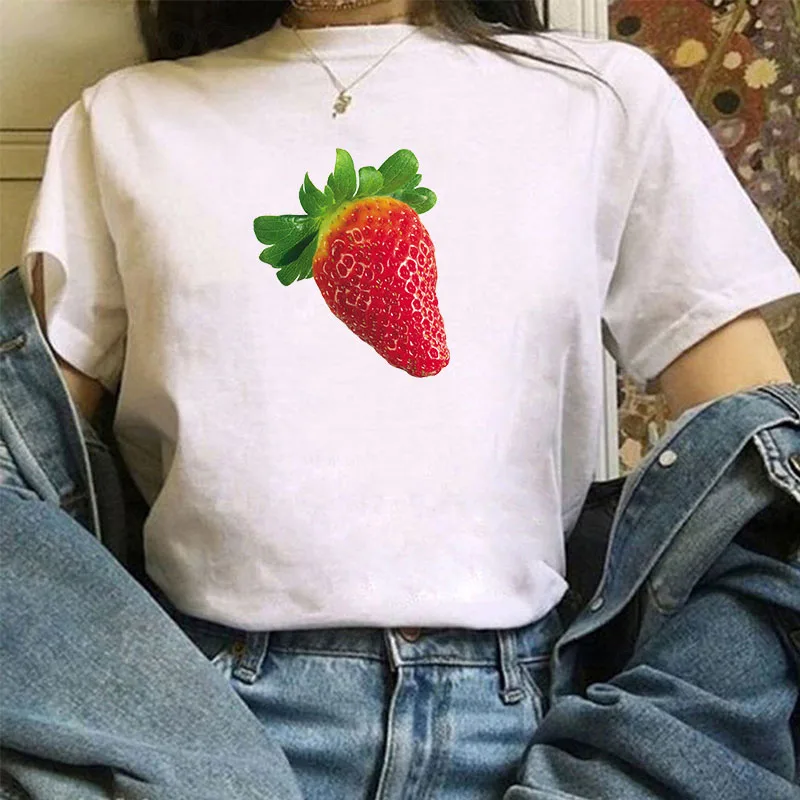 

T-shirts Strawberry Women's Summer Top Clothing Tops Woman Short Sleeve Designer for 2021 Women-clothing Tshirt 2020 Vintage Tee