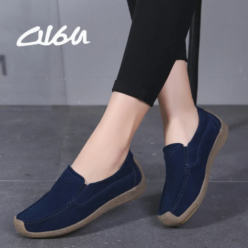 O16U/весенние женские туфли на плоской подошве замшевые лоферы Балетки без