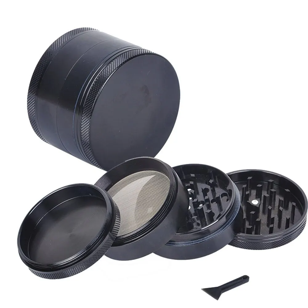 

Black 4 Layers Metal Tobacco Crusher Smoke Herbal Herb Grinder Smoking Accessories Grinder Detectors Pipes Tools High Quality