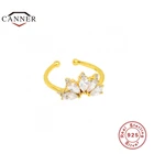 Женское позолоченное кольцо с фианитом CANNER, простое модное Открытое кольцо из стерлингового серебра 925 пробы с конским глазом