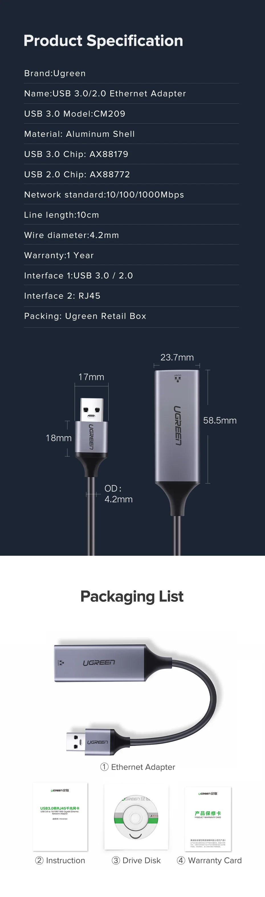 Ugreen USB Ethernet адаптер USB 3.0 2.0 сетевой карты RJ45 LAN для Оконные рамы 10 Сяо Mi коробка 3 nintend коммутатор ethernet usb