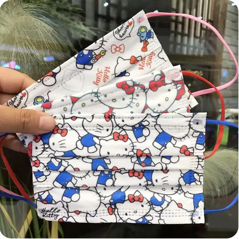 

50 шт. Милая маска для рта Kitty Мультяшные маски для лица для взрослых Модные трехслойные милые дизайнерские маски для взрослых