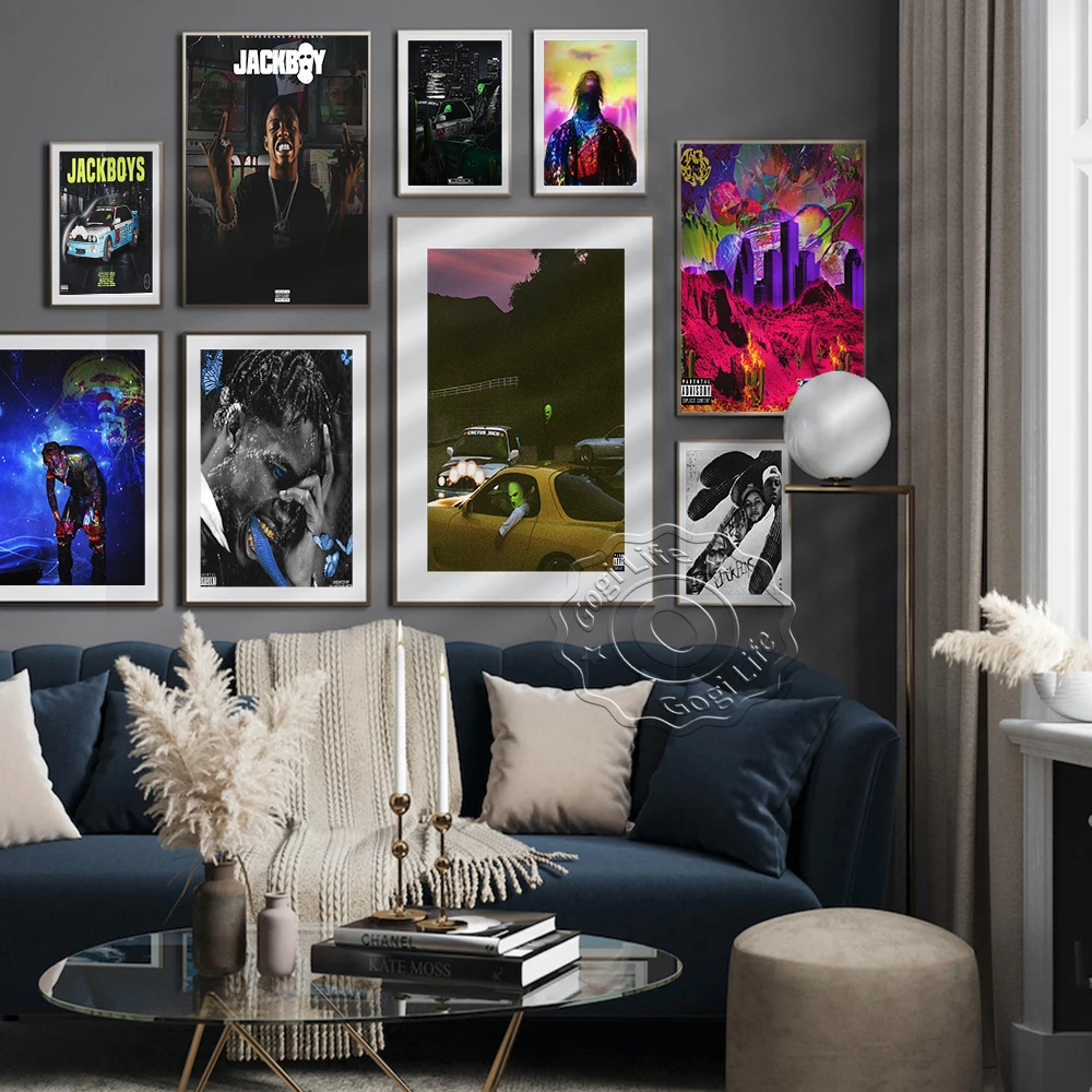 

American Rappers Travis Scott Pop art Poster, Travis JackBoys Music Album Art Prints, Psychedelic Art Star Pictures Wall Decor