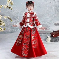 winter new thick chinese style retro girls hanfu new year greeting princess dress party evening performance vestido costume