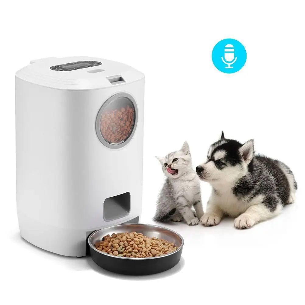 

Automatic Cat Feeder 4.5L Electric Pet Food Dispenser Feeder Dog Cat Feeding Bowl Container 1-4 Meal Voice Recorder and Timer