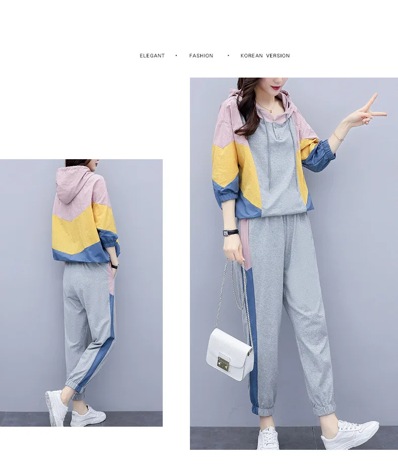 

Rlyaeiz 2020 Spring Autumn Tracksuit 2pcs Women Set Hoodies Sweatshirt+ Patchwork Pants 2 Pieces Sets Women Clothing Suit