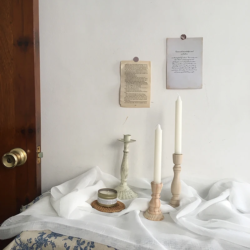 Необработанные подсвечники ретро неокрашенные деревянные классические для