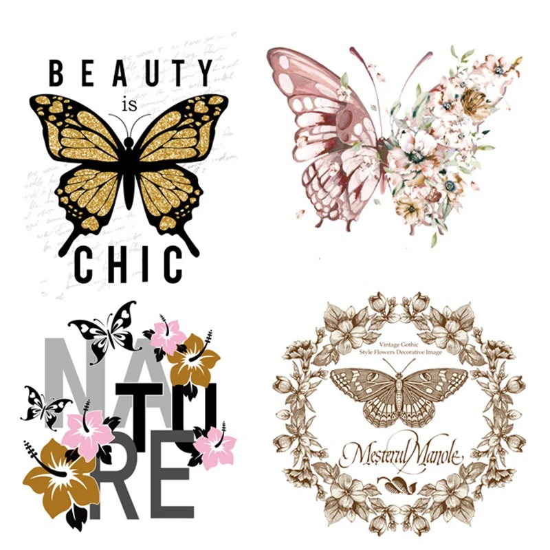 Термонаклейки с надписью &quotцветы&quot &quotБабочка&quot термонаклейки мультяшный