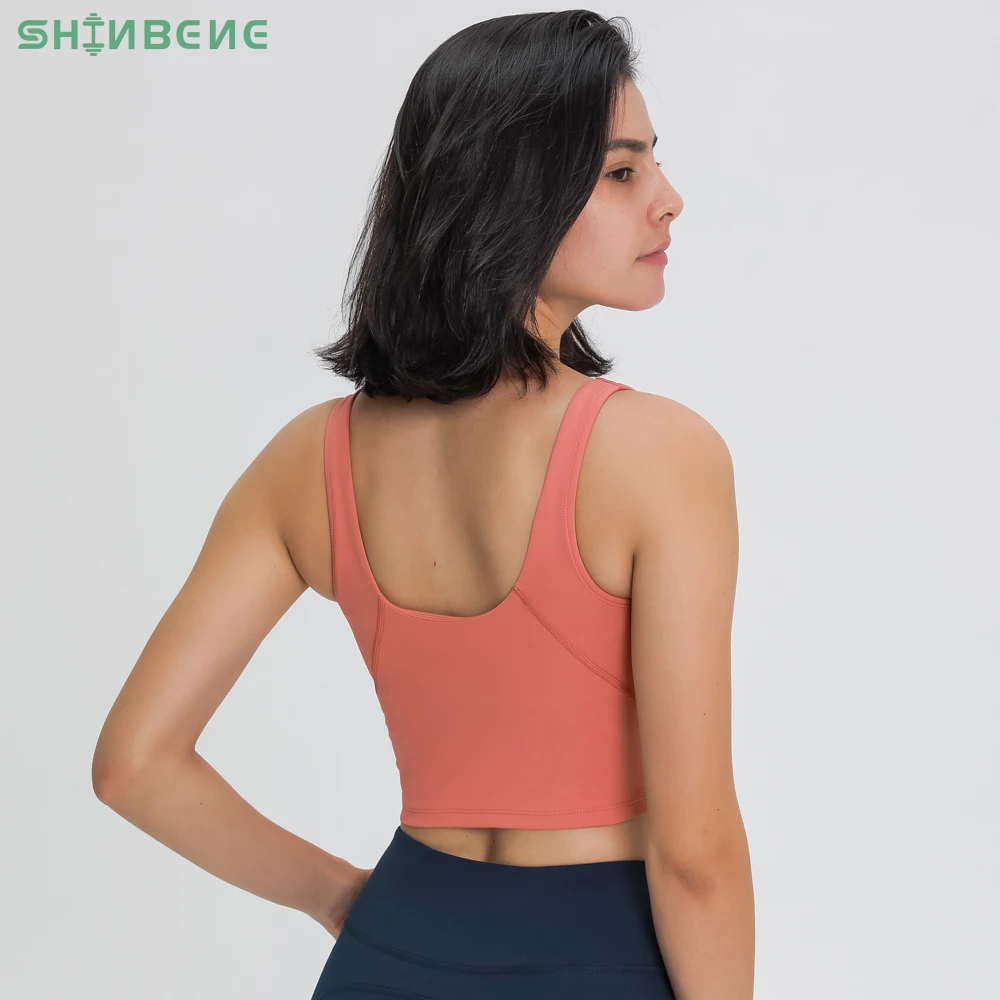 SHINBENE EVERYDAY Cozy Soft Workout Gym Yoga Crop Top Women Naked Feel Padded Athletic Running Fitness Sport Bras Tops