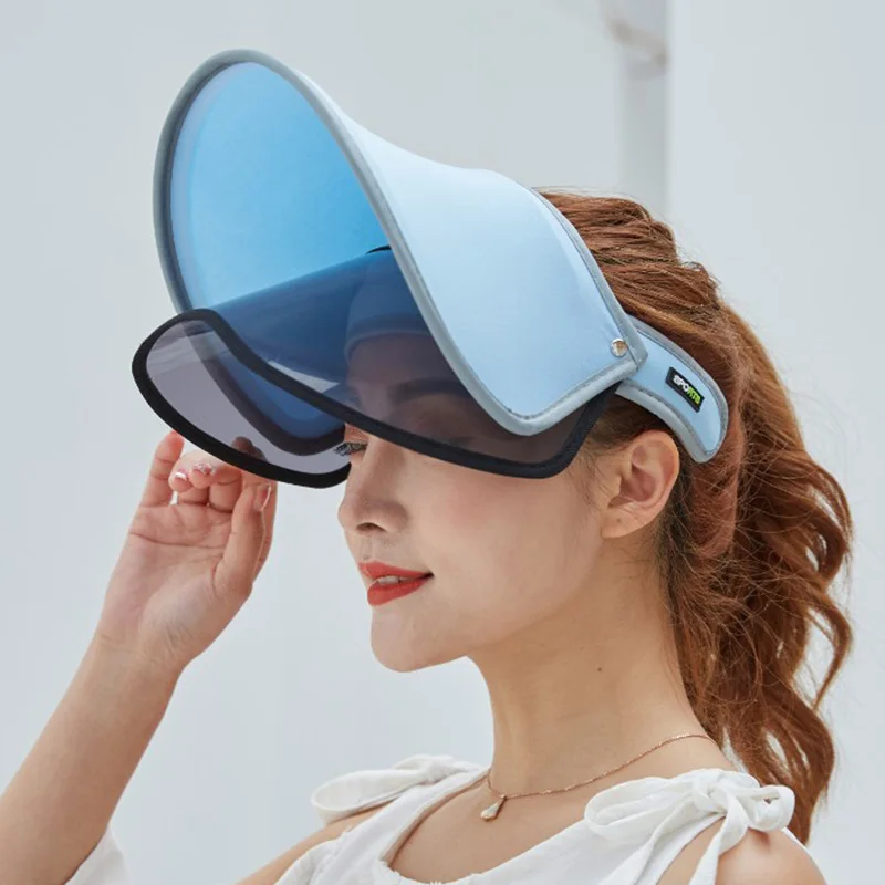 

Women Summer Sun Protective Hats Double Layer Transparent Empty Top Sunshade Hat TC21
