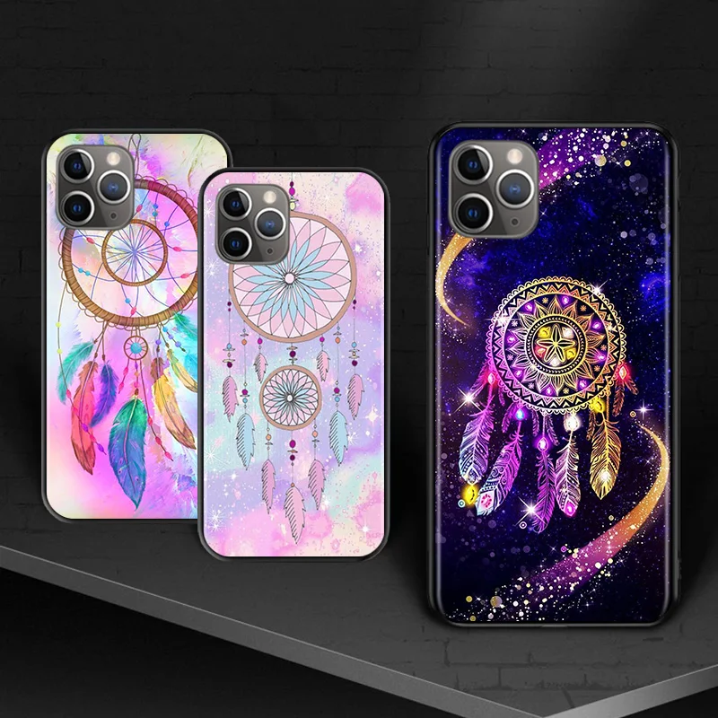Ловец снов Акварель для iPhone 12 11 XS Pro Max Mini XR X 8 7 6 6S Plus 5 SE 2020 черный чехол