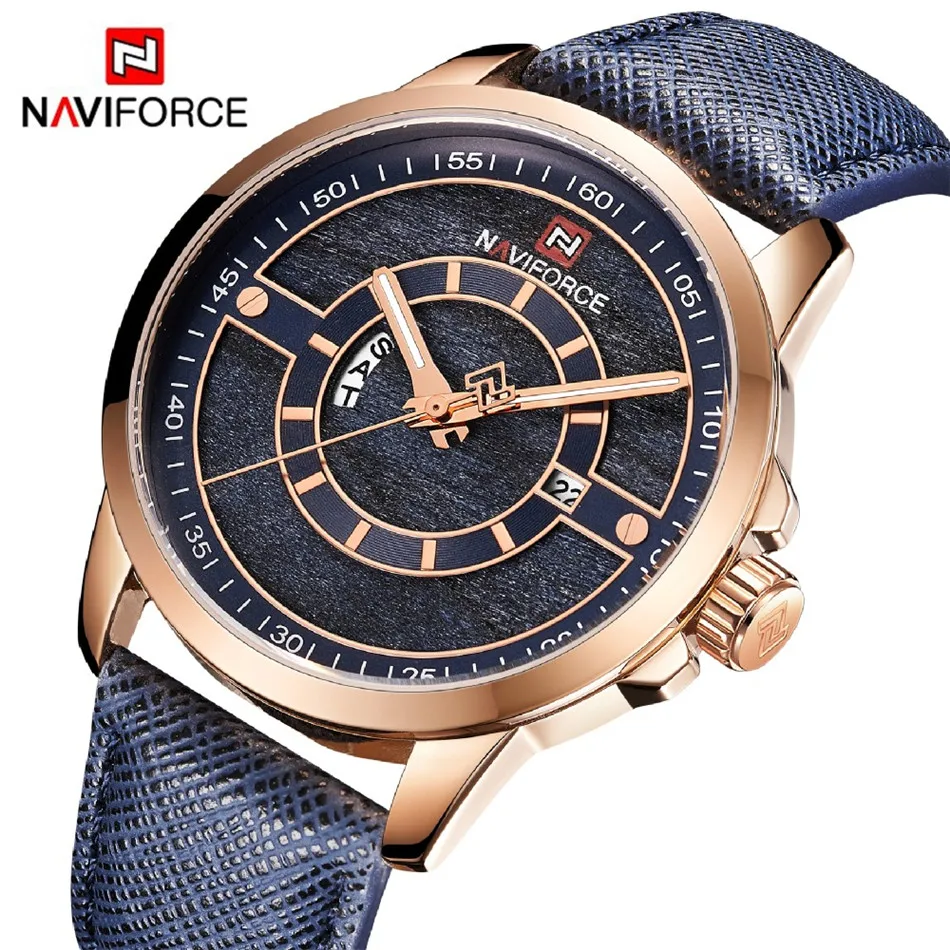 NAVIFORCE мужские спортивные часы модные деловые повседневные кожаные кварцевые |