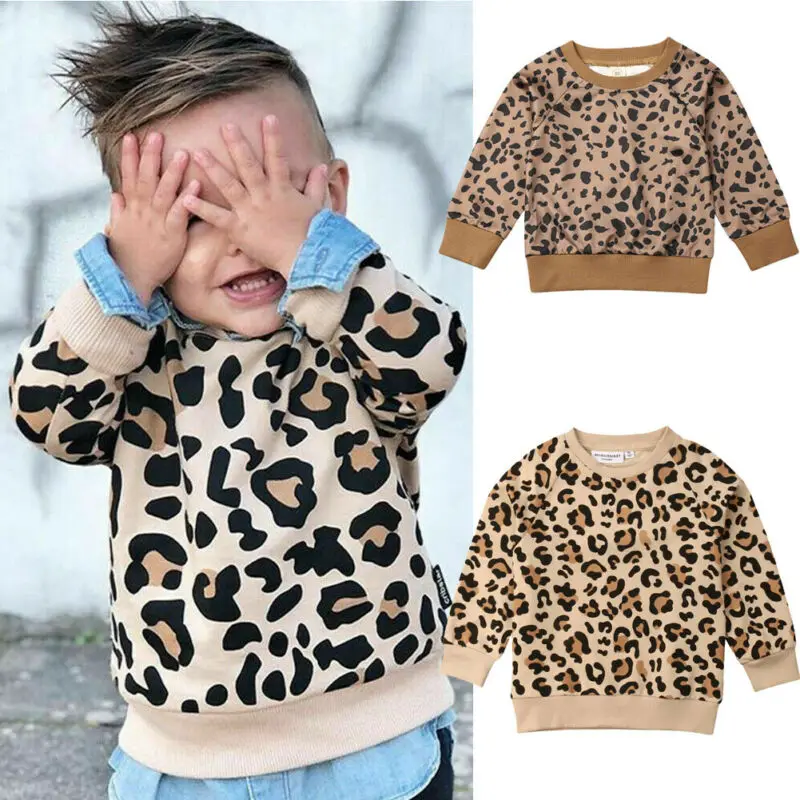 Emmababy осенний пуловер с длинными рукавами и леопардовым принтом для маленьких