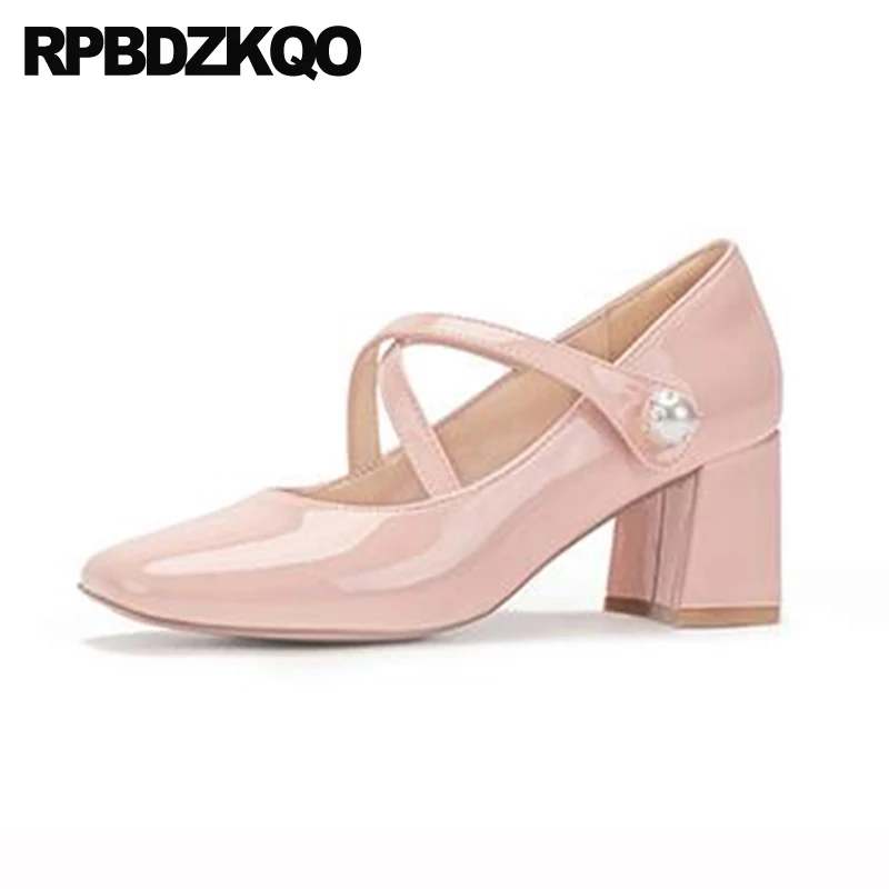 Туфли-лодочки женские вечерние из лакированной кожи с квадратным носком и