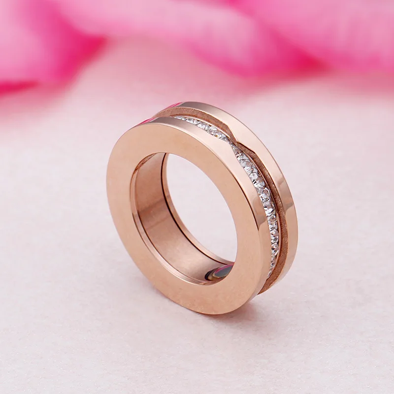 

Magnet fitness healthy titanium steel rose gold color zircon eternity Band Ring Wedding Finger finger for Women wholesale R4870