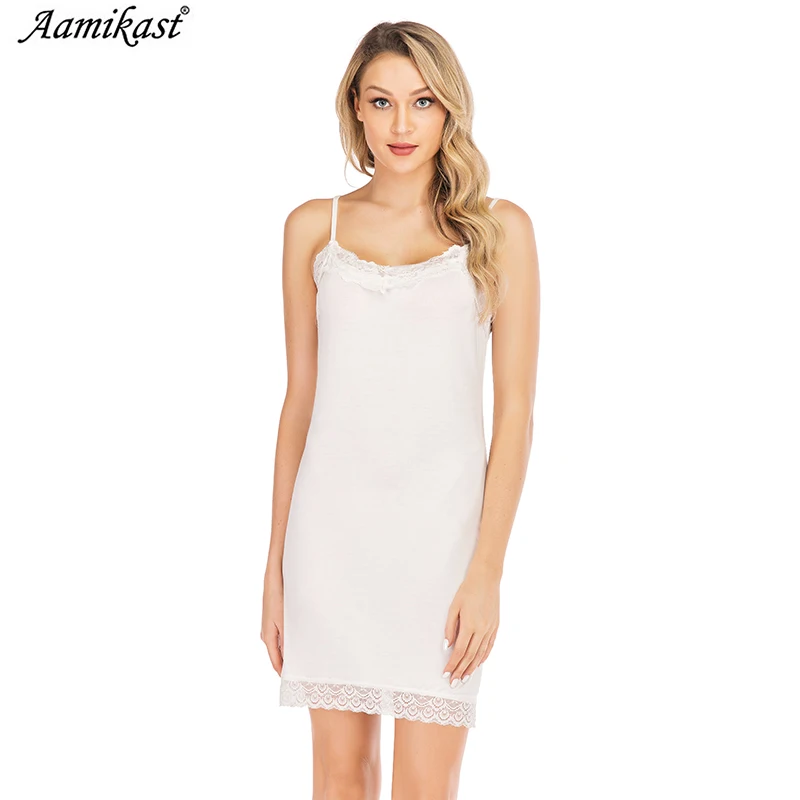Vestidos Женская майка удлиненное платье комбинация кружевная отделка топ на