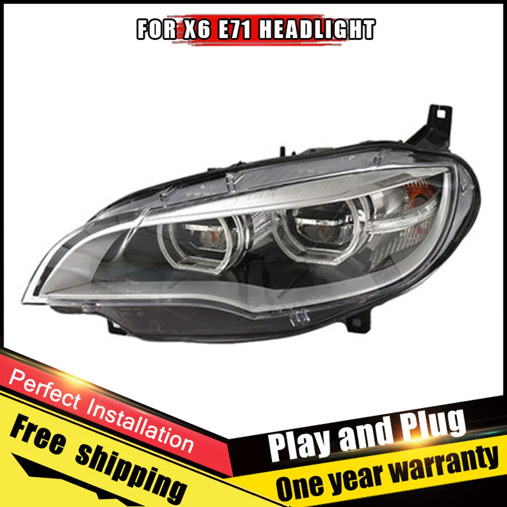 

2PCS Car Style LED headlights for BMW X6 E71 2008-2013 for X6 E71 head lamp LED DRL Lens Double Beam H7 HID Xenon bi xenon lens