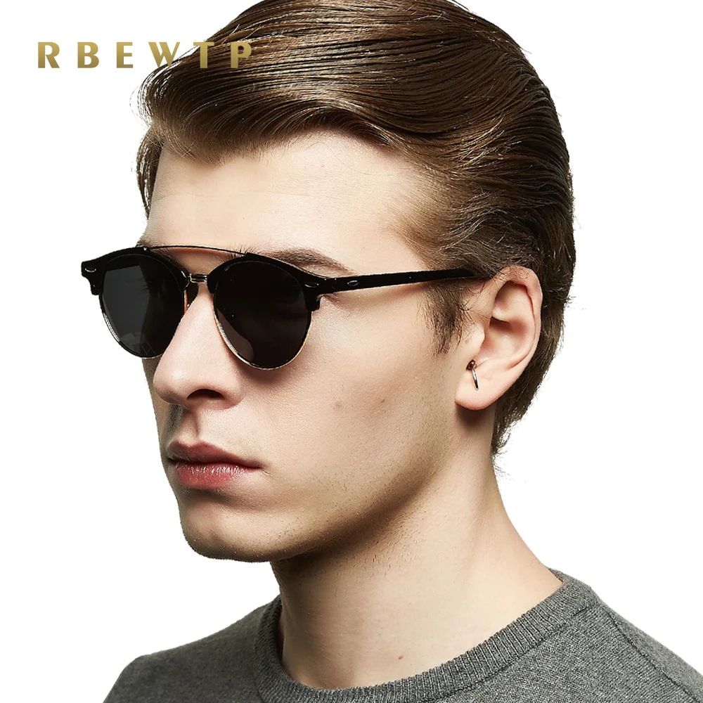 RBEWTP брендовые круглые поляризованные мужские солнцезащитные очки фирменный