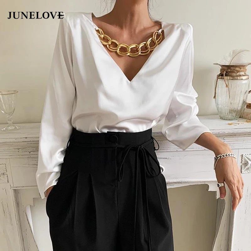 

Spring Women Solid V-neck Long Sleeve Blouse Female Backless Casual Loose Work Clothes Ladys Fashion Shirts Sexy Tops