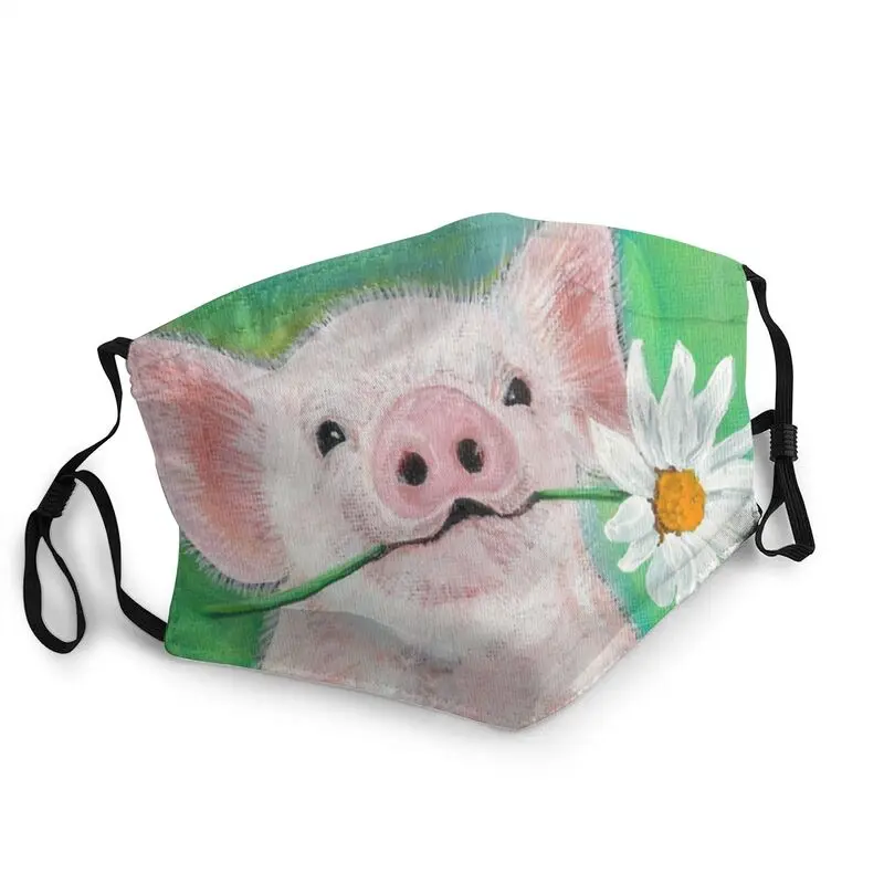 

Non-Disposable Cute Daisy Pig Mask for Face Flower Anti Haze Dustproof Protection Cover Mask Respirator Mouth Muffle