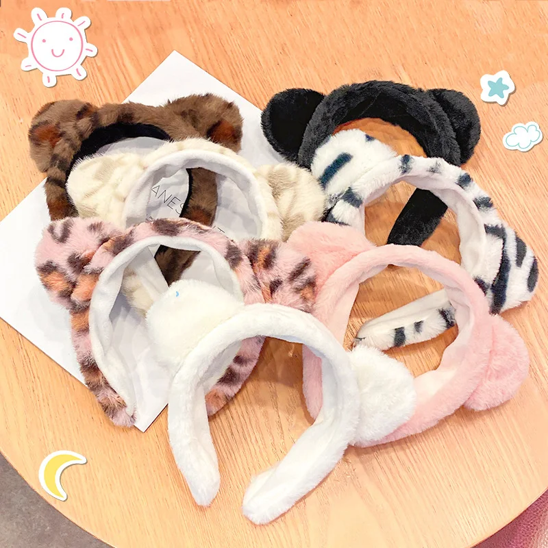 

Женский мягкий обруч для волос с кошачьими ушками, с леопардовым принтом