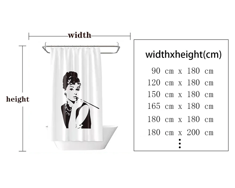 Штора для душа Одри Хепберн с принтом водонепроницаемые Портретные занавески