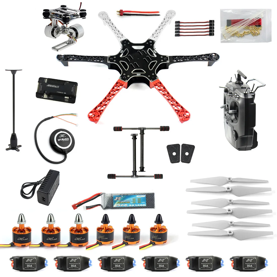 

Полная комплектация DIY F550 6-Aixs ARF с контроллером полета APM 2,8 GPS компас и карданный подвес с передатчиком AT9S