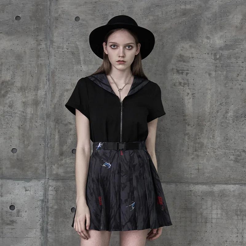 Женская короткая униформа летний топ с высокой талией плиссированная юбка