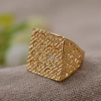 trendy dubai solid yellow fine gold color rings for women girl wedding ladies man couples ring
