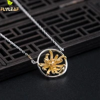 925 sterling silver 18k gold chrysanthemum pendant necklace for women original handmade female vintage jewelry flyleaf new