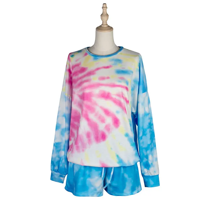 

Autumn Winter Ladies Tie Dye Pullover Hoodies 2 Piece Sets Womens Outfits Fashion Sweatpant Shorts Suits
