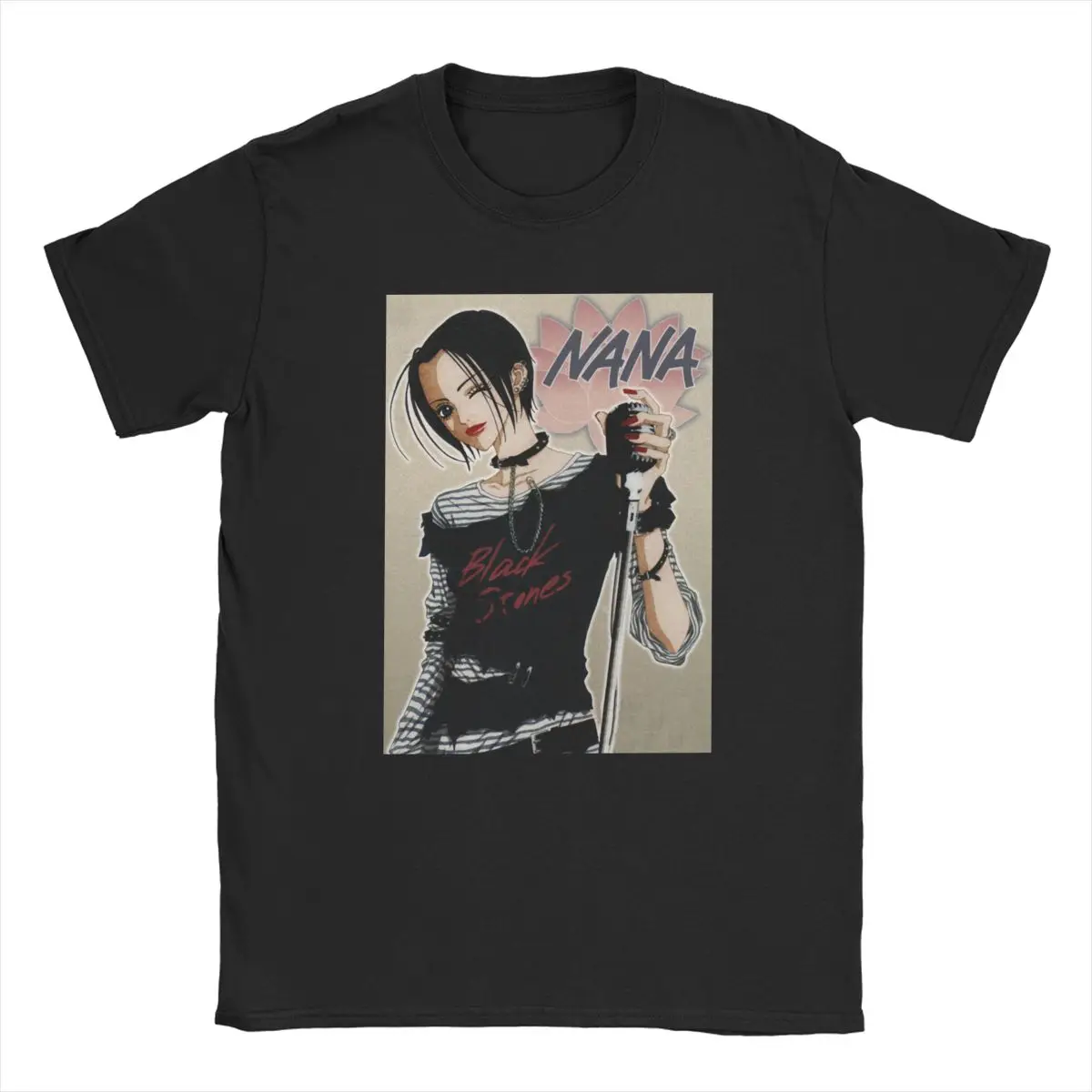 

Футболка Мужская/женская с рисунком черных камней, круглым вырезом и коротким рукавом