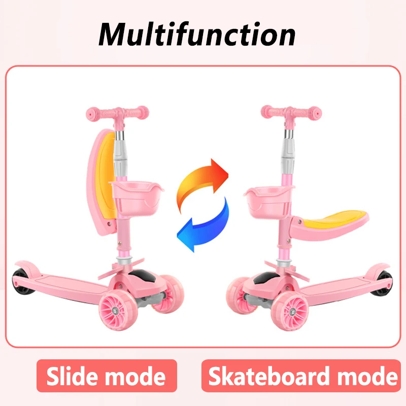 От 3 до 10 лет детские регулируемый самокат складной сиденье мигает колеса шаг