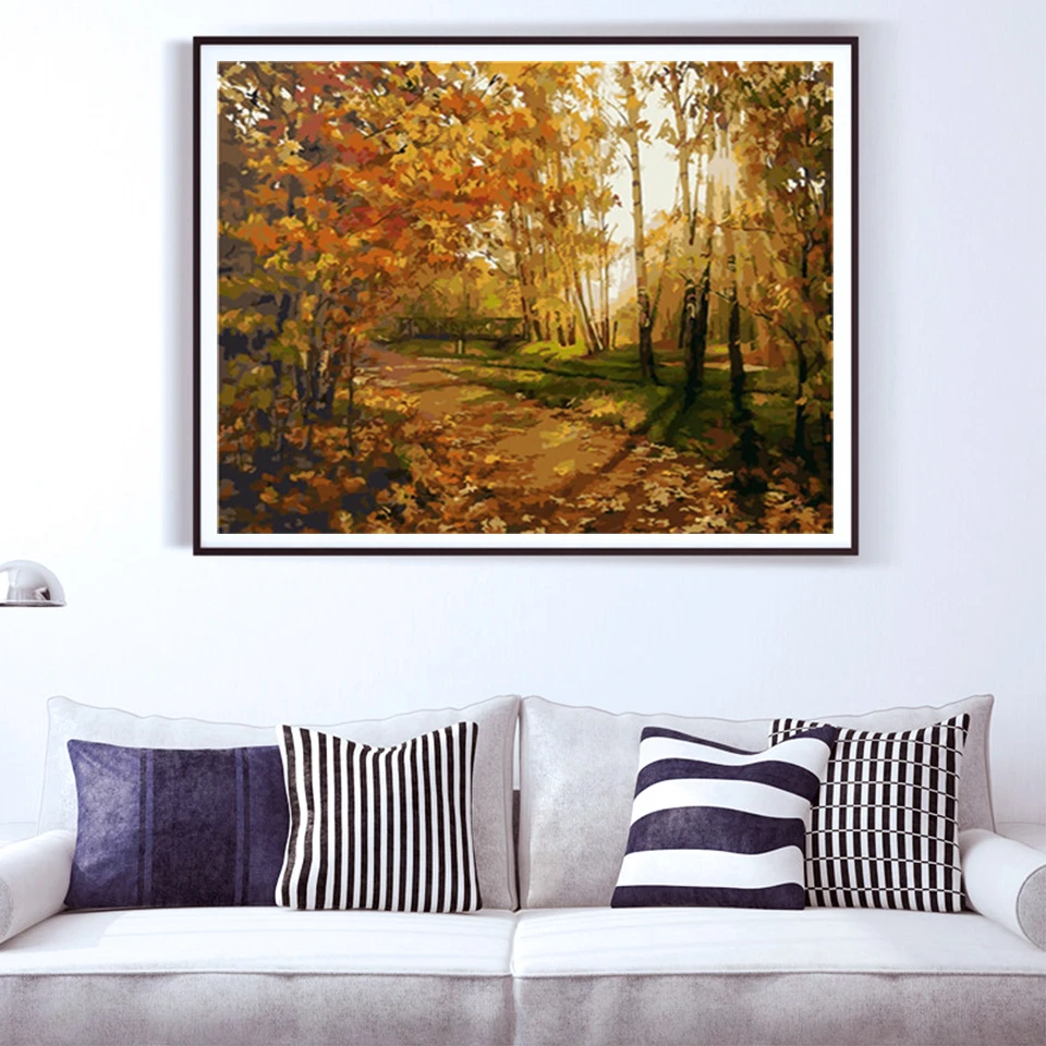 AZQSD Adult Paint By Numbers Landscape Unframe DIY Acrylic Coloring Tree Handpainted Gift Kits | Дом и сад