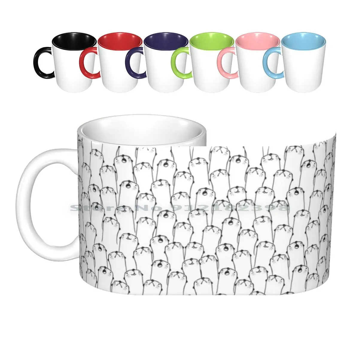 

Otter Pattern Ceramic Mugs Coffee Cups Milk Tea Mug Otter Otters Animal Cute Adorable Simple Black And White Patern Patterns