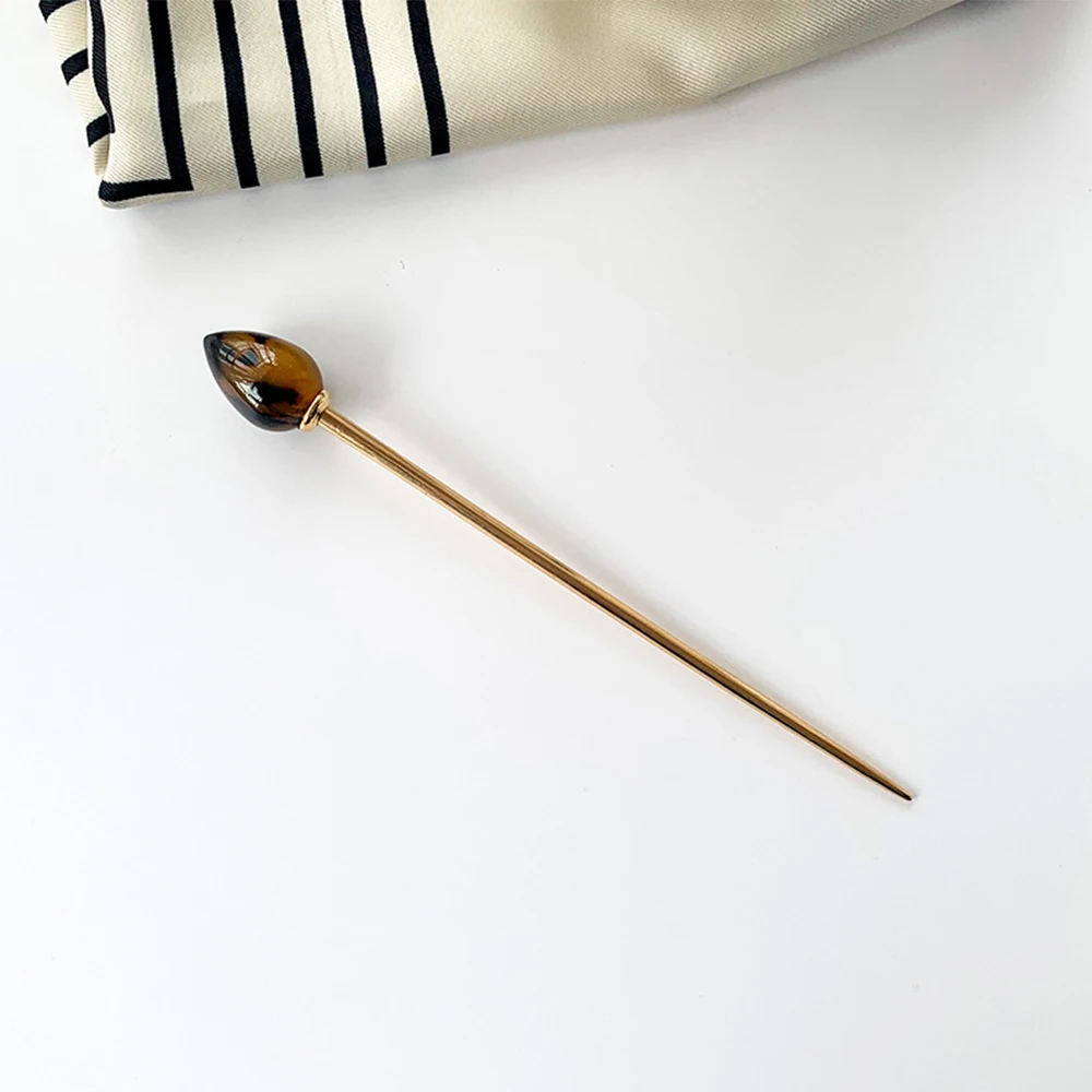 

2021 Vintage Trendy Printed Acetate Hair Sticks Simple Fashion Women Hair Accessories Temperament Headwear