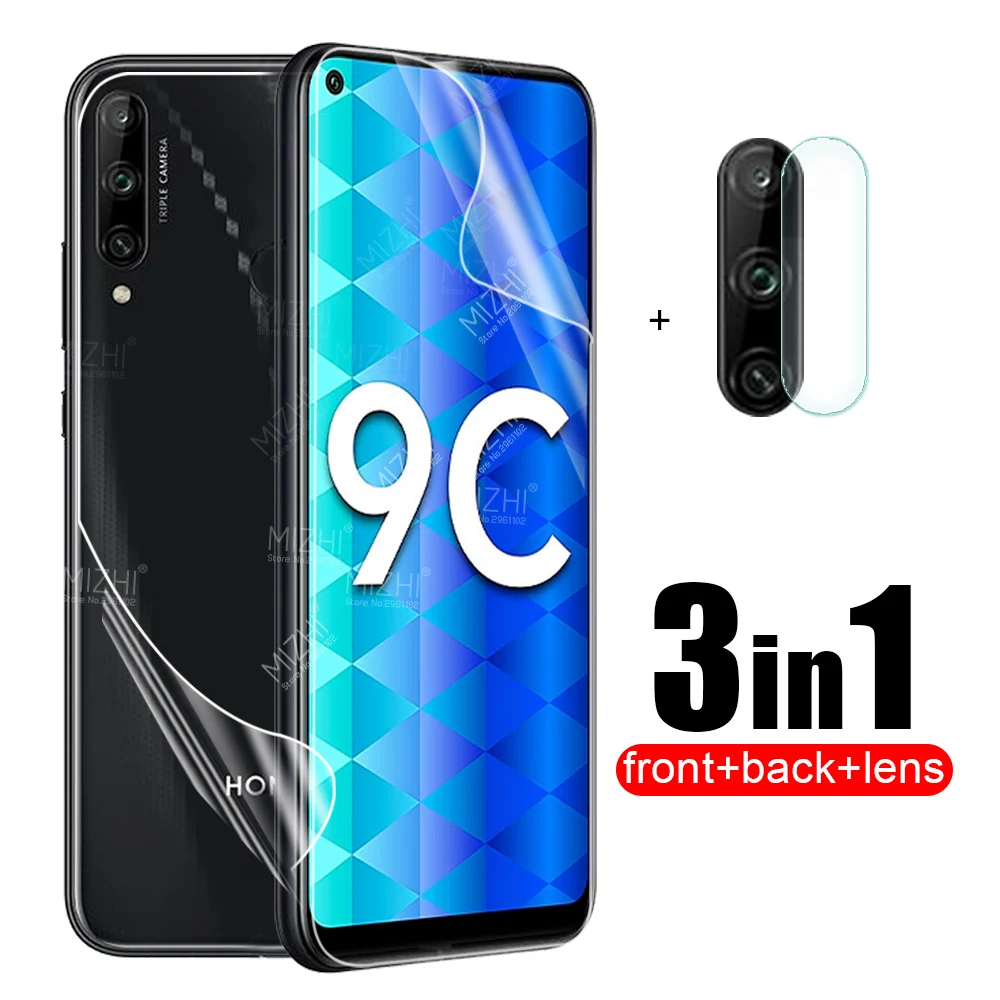Мягкая Гидрогелевая пленка 3 в 1 для Huawei Honor 9c 9a 9 c a c9 a9 защитная на заднюю крышку