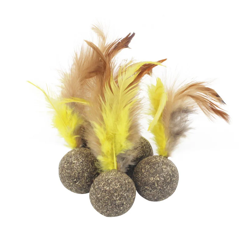 Cat Toy Soft Feather Natural Catnip Ball Toy Menthol Flavor Kitten Treat Cats Playing Chasing Cleaning Teeth Toy Pet Supplies