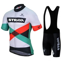new strava 2022 pro team cycling jersey set bib pants bicycle clothing jersey mountain bike wear triathlon spain mailot ciclismo