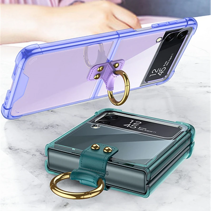 

Прозрачный чехол-подставка с кольцом-подушкой для Samsung Galaxy Z 3