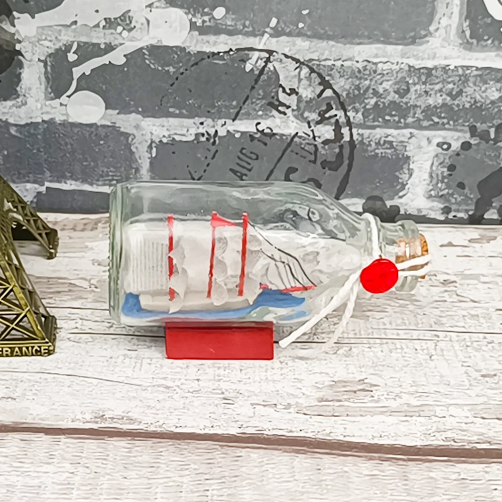 Средиземноморский корабль в бутылке лодка деревянная основа Дрифт бутылка