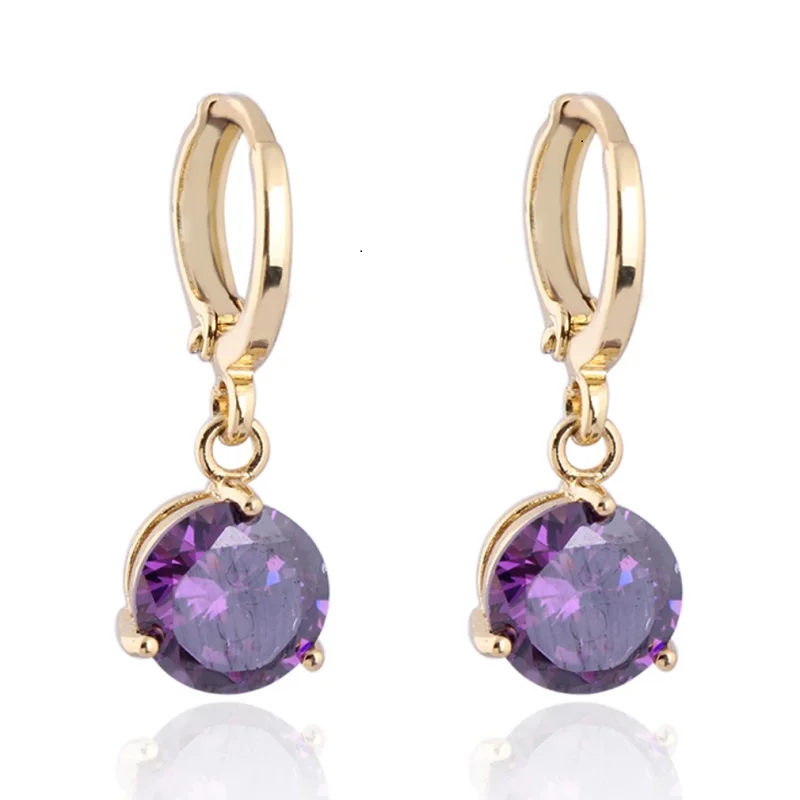 style 1 purple Новые милые серьги с подвеской в виде совы, разноцветные прозрачные серьги-гвоздики с кристаллами, ювелирные изделия, простые серьги-Вишенки для женщин - Окраска металла: style 1 purple