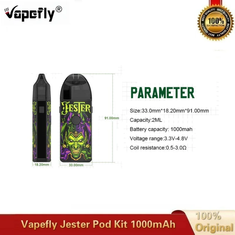Оригинальный Vapefly Jester Pod Kit аккумулятор 1000 мА/ч 2 мл Ремонтный капельный контейнер