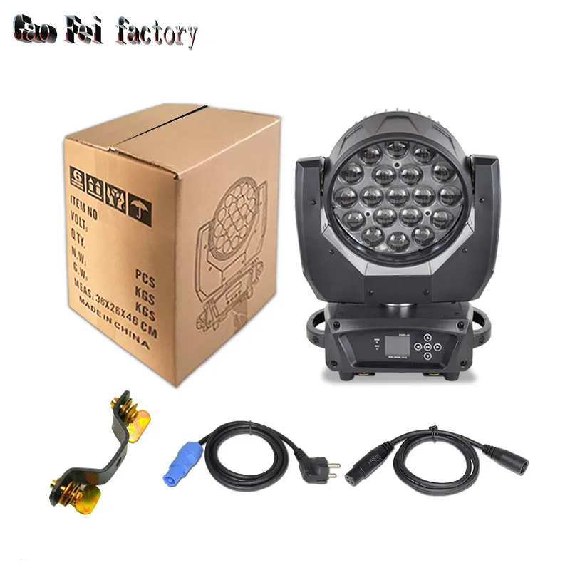 Dmx512 19X15W Светодиодный прожектор с зумом Rgbw подвижный сценический для