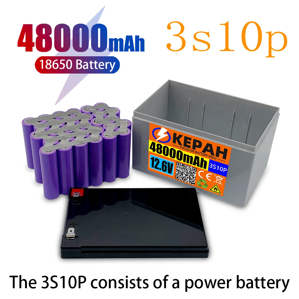 

48Ah 3S10P 12.6V High Power Lithium Battery Pack,Suitable for 12V Voltage Equipment,Inverter Xenon Lamp and Solar Street Lamp