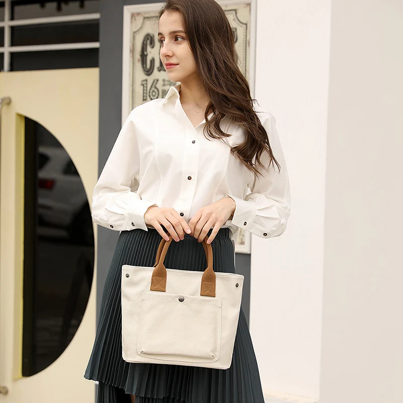 

FashionDesignWomen'sElegant Top Handle CanvasBag ReusableShoppingBagsCasualTote HighQualityDurable Female Handbag